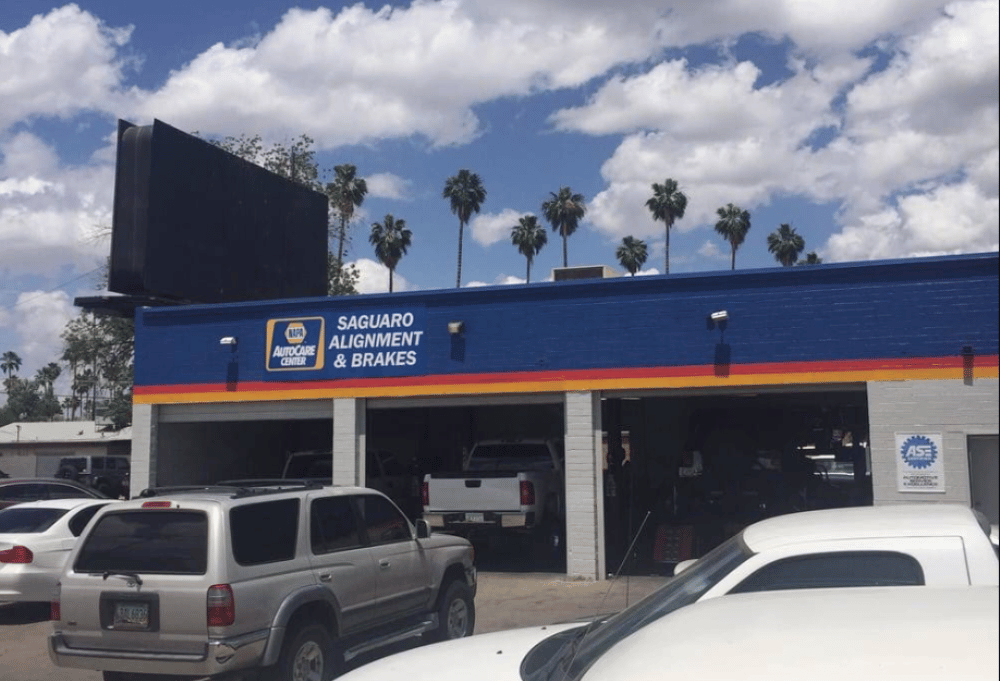 Saguaro Alignment and Brakes storefront at 3540 E Indian School Rd in Phoenix, AZ