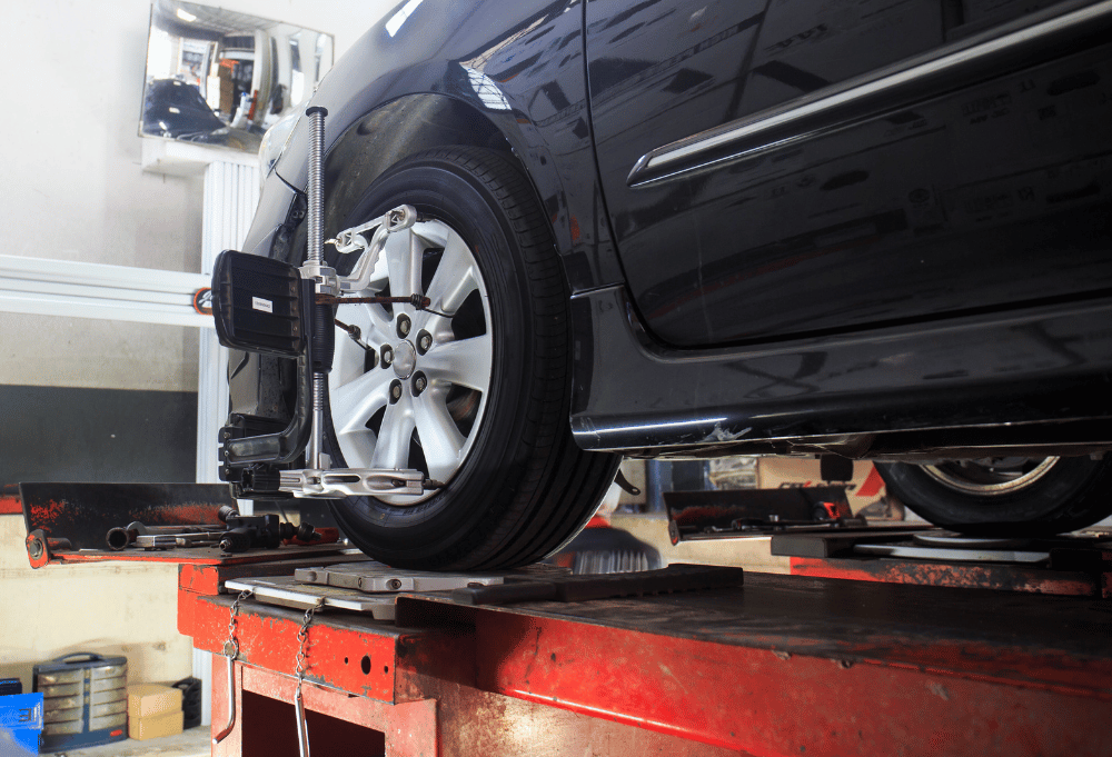 Wheel alignment service at Saguaro Alignment and Brakes in Phoenix, AZ